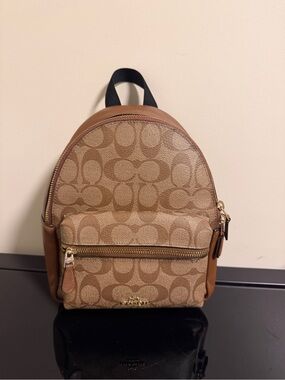 Coach Signature Mini Backpack with Soft Leather Brown Trim